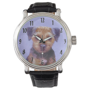 Gräns Terrier-målning - Cute Original Hund Art Armbandsur