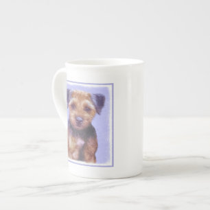 Gräns Terrier-målning - Cute Original Hund Art Benporslin Mugg
