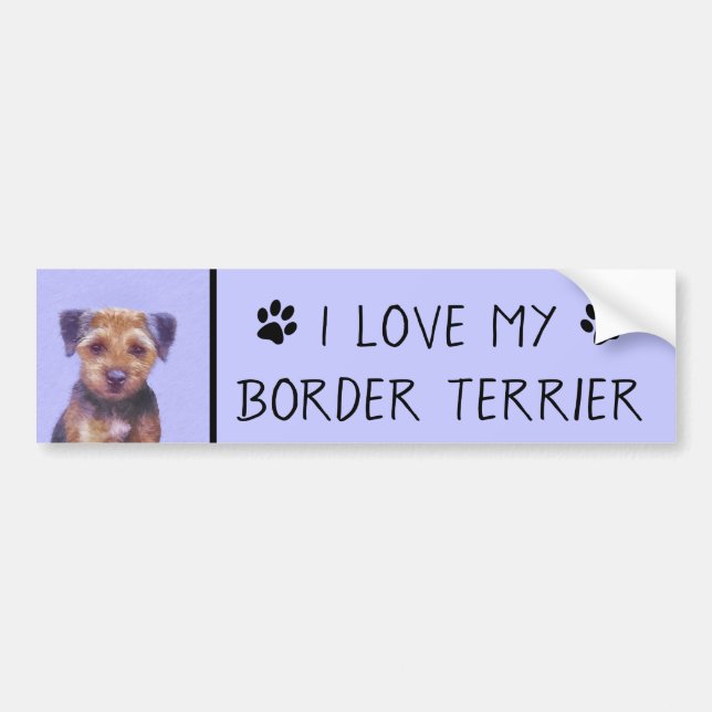 Gräns Terrier-målning - Cute Original Hund Art Bildekal (Framsidan)