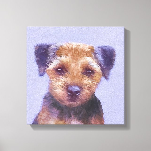 Gräns Terrier-målning - Cute Original Hund Art Canvastryck (Framsida)