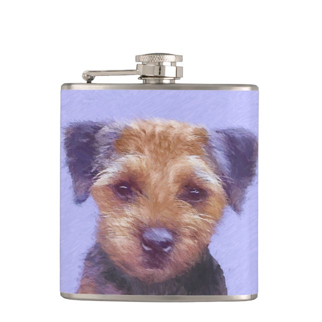 Gräns Terrier-målning - Cute Original Hund Art Fickplunta (Framsidan)