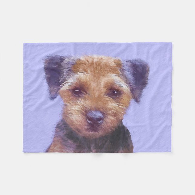 Gräns Terrier-målning - Cute Original Hund Art Fleecefilt (Framsidan (Horisontell))
