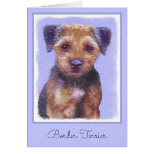 Gräns Terrier målning - Cute Original Hund Art Hälsningskort