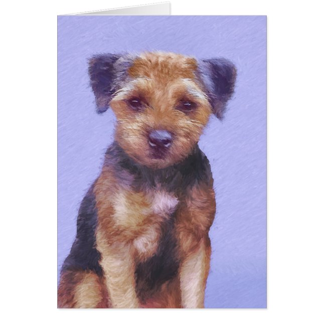 Gräns Terrier-målning - Cute Original Hund Art Hälsningskort (Framsidan)