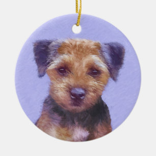 Gräns Terrier-målning - Cute Original Hund Art Julgransprydnad Keramik