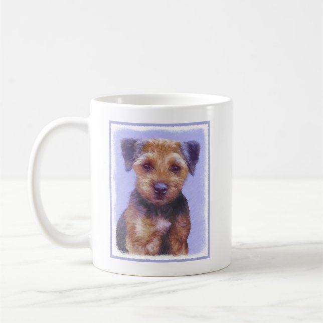 Gräns Terrier-målning - Cute Original Hund Art Kaffemugg (Vänster)