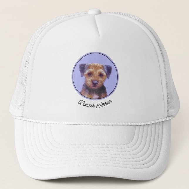 Gräns Terrier-målning - Cute Original Hund Art Keps (Framsida)