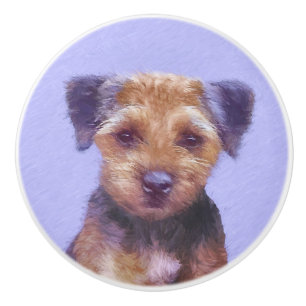 Gräns Terrier-målning - Cute Original Hund Art Knopp