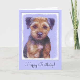 Gräns Terrier målning - Cute Original Hund Art Kort