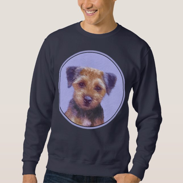 Gräns Terrier-målning - Cute Original Hund Art Lång Ärmad Tröja (Framsida)