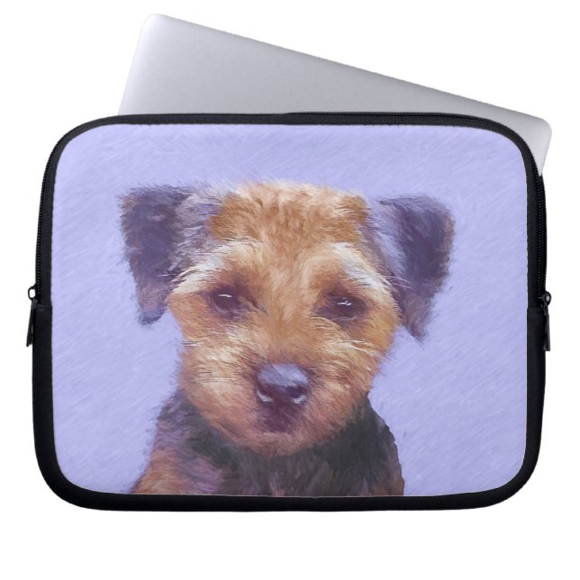 Gräns Terrier-målning - Cute Original Hund Art Laptop Fodral (Framsidan)