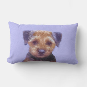 Gräns Terrier-målning - Cute Original Hund Art Lumbarkudde