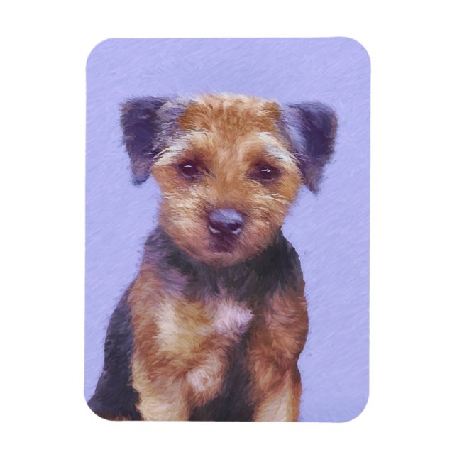 Gräns Terrier-målning - Cute Original Hund Art Magnet (Vertikal)