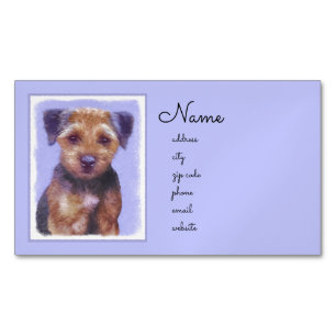 Gräns Terrier-målning - Cute Original Hund Art Magnetiska Visitkort