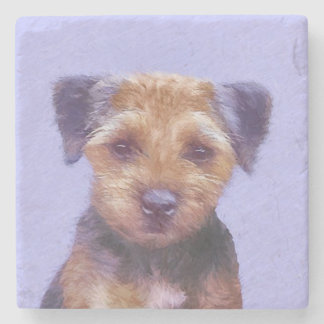 Gräns Terrier-målning - Cute Original Hund Art Stenunderlägg (Framsidan)