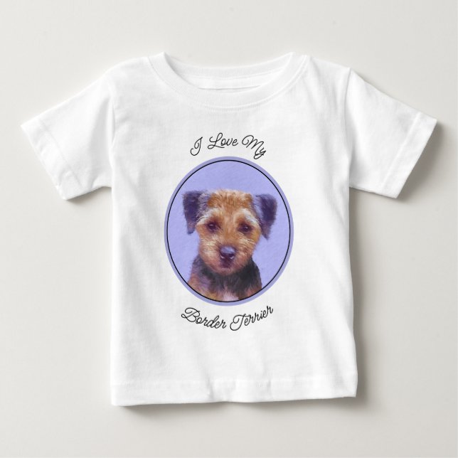 Gräns Terrier-målning - Cute Original Hund Art T Shirt (Framsida)