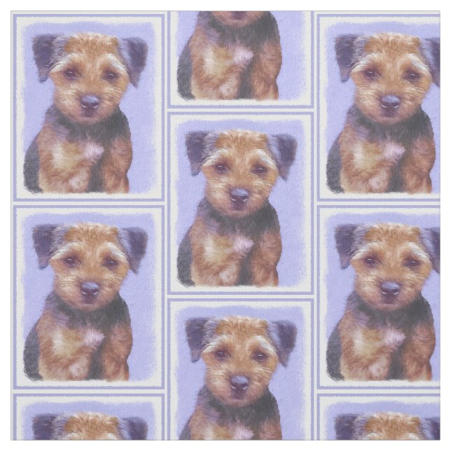 Gräns Terrier-målning - Cute Original Hund Art Tyg (Provkarta)