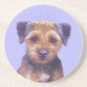 Gräns Terrier-målning - Cute Original Hund Art Underlägg