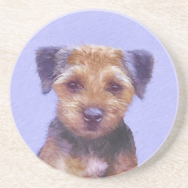 Gräns Terrier-målning - Cute Original Hund Art Underlägg (Framsidan)