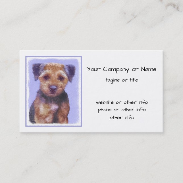 Gräns Terrier-målning - Cute Original Hund Art Visitkort (Framsida)