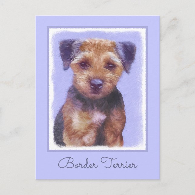 Gräns Terrier-målning - Cute Original Hund Art Vykort (Framsida)