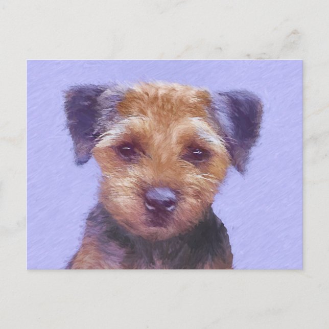 Gräns Terrier-målning - Cute Original Hund Art Vykort (Framsida)