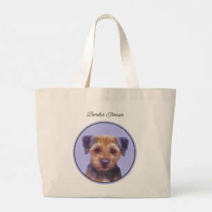 Gräns Terrier målning Cute Original Pet Hund Art Jumbo Tygkasse