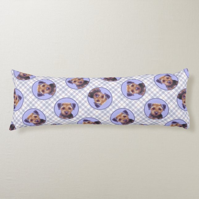 Gräns Terrier målning Cute Original Pet Hund Art Kroppskudde (Framsidan)