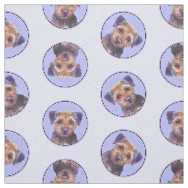 Gräns Terrier målning Cute Original Pet Hund Art Tyg (Provkarta)