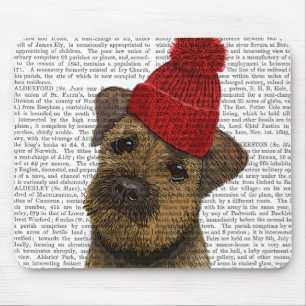 Gräns Terrier med Red Bobble Hat 3 Musmatta