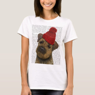 Gräns Terrier med Red Bobble Hat 3 Tee