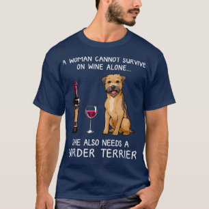 Gräns Terrier och vin Rolig hund  T Shirt