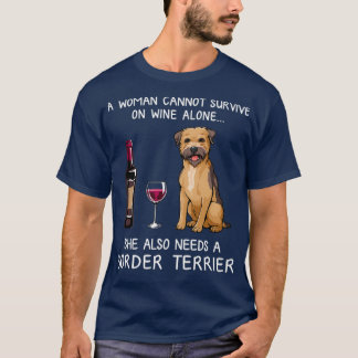 Gräns Terrier och vin Rolig hund T Shirt