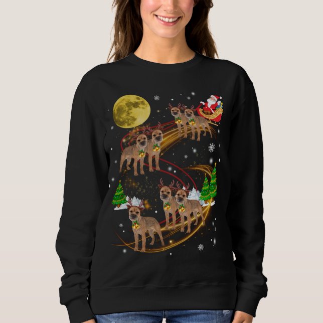 Gräns Terrier Reindeer jul-Hund Riding Santa T Shirt (Framsida)