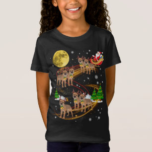 Gräns Terrier Reindeer jul-Hund Riding Santa T Shirt