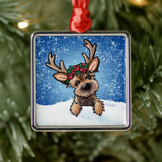 Gräns Terrier Reindeer Metall Ornament (Träd)