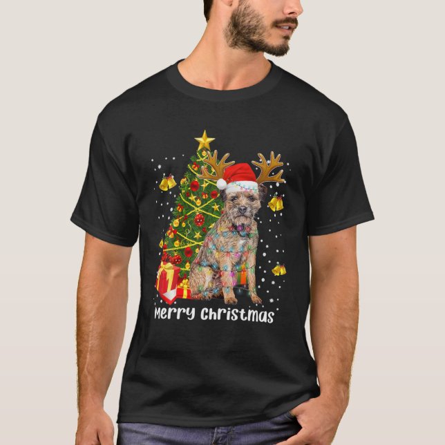 Gräns Terrier Santa Julgran Ljus Julafton Do T Shirt (Framsida)