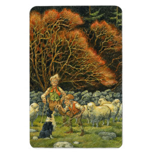 GränsCollie Magnet~Shepherd och får Magnet