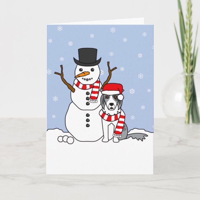 GränsCollie och snögubbe Helgkort (Framsida)
