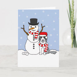 GränsCollie och snögubbe Helgkort