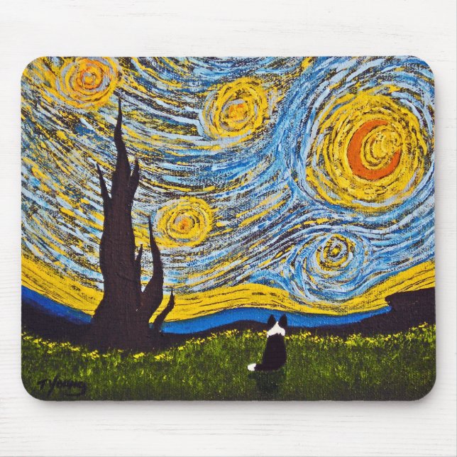 GränsCollie under en Van Gogh himmel Musmatta (Framsidan)
