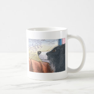 GränsColliehund som väntar i bil Kaffemugg