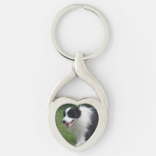 GränsColliehund Twisted Heart Silverfärgad Nyckelring