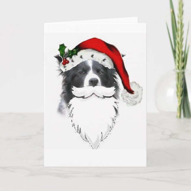 GränsColliejul Card~Santa med skägget Helgkort (Framsida)