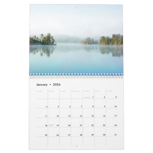 Gränsen bevattnar kanotområdesvildmarken Calenda Kalender (Jan 2026)
