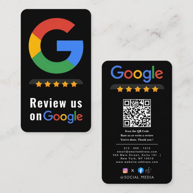 Granska Google Review QR-kod Google-betyg Visitkort (Fram/baksida)