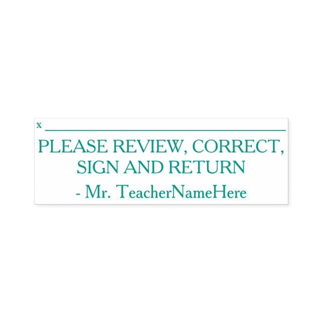 "GRANSKA, KORREKT, UNDERTECKNA OCH ÅTERVÄNDA" SJÄLVFÄRGANDE STÄMPEL (Design)