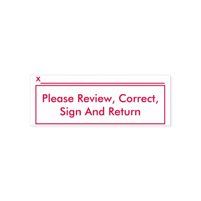 "Granska, korrigera, signera och lämna tillbaka" Självfärgande Stämpel (Design)