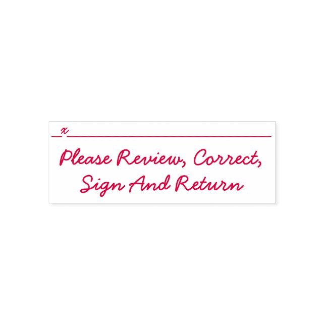 "Granska, korrigera, signera och lämna tillbaka" Självfärgande Stämpel (Design)