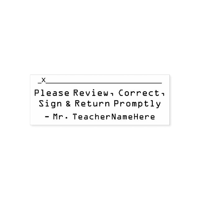 "Granska, korrigera, signera och returnera snabbt" Självfärgande Stämpel (Design)